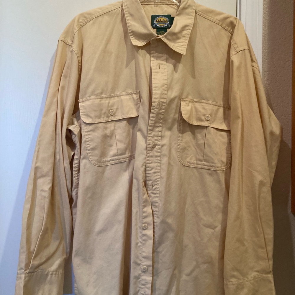 Cabela's Yellow Casual Button Down Long Sleeve Shirt